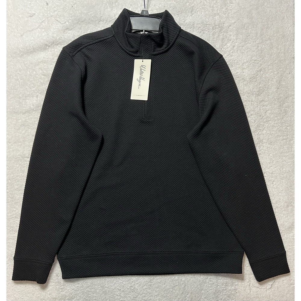 Walter Hagen Mens Size S Black Clubhouse Midweight 1/4 Zip Sweatshirt (U3)